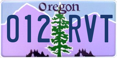 OR license plate 012RVT