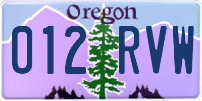 OR license plate 012RVW