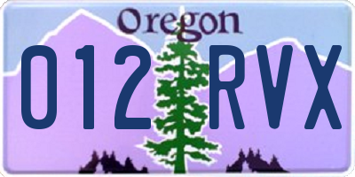 OR license plate 012RVX