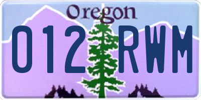 OR license plate 012RWM