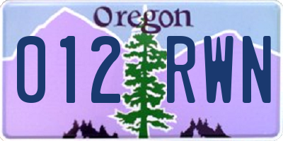 OR license plate 012RWN