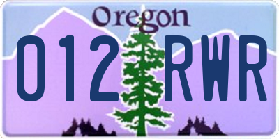 OR license plate 012RWR