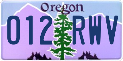 OR license plate 012RWV