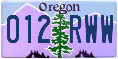 OR license plate 012RWW