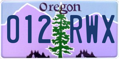 OR license plate 012RWX