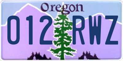 OR license plate 012RWZ