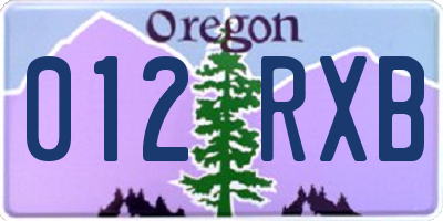 OR license plate 012RXB