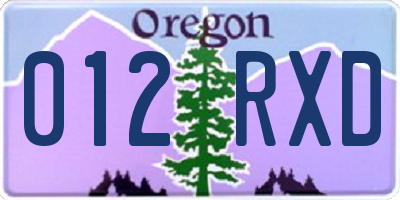 OR license plate 012RXD