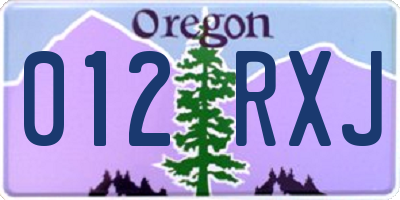 OR license plate 012RXJ