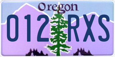 OR license plate 012RXS