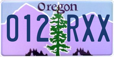 OR license plate 012RXX