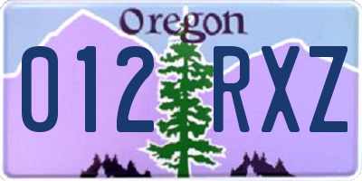 OR license plate 012RXZ