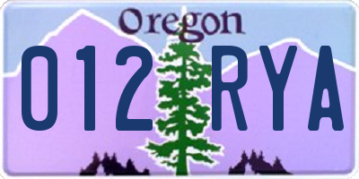 OR license plate 012RYA