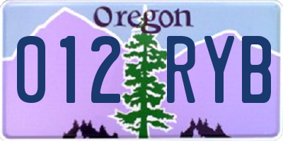 OR license plate 012RYB