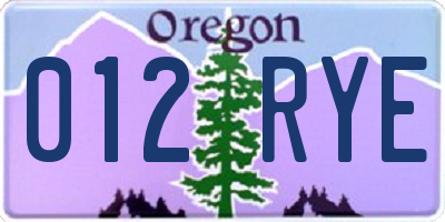 OR license plate 012RYE