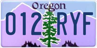 OR license plate 012RYF
