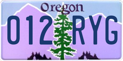 OR license plate 012RYG