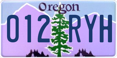 OR license plate 012RYH
