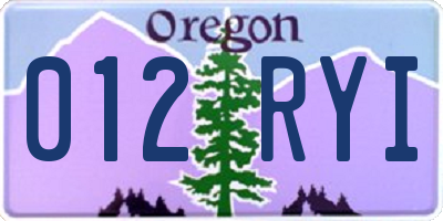 OR license plate 012RYI