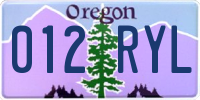 OR license plate 012RYL