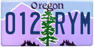OR license plate 012RYM
