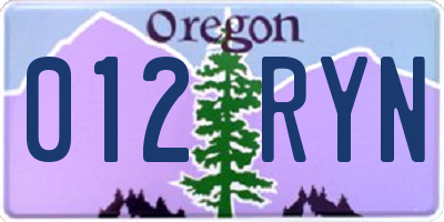 OR license plate 012RYN