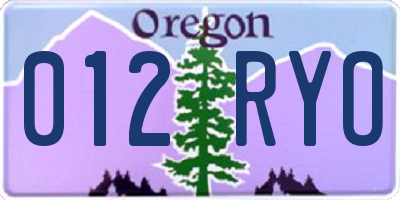 OR license plate 012RYO