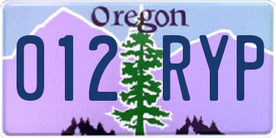 OR license plate 012RYP