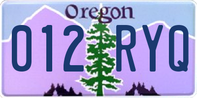 OR license plate 012RYQ