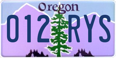 OR license plate 012RYS