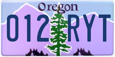 OR license plate 012RYT