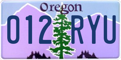 OR license plate 012RYU