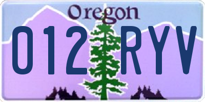OR license plate 012RYV