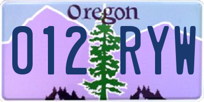 OR license plate 012RYW