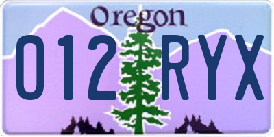 OR license plate 012RYX