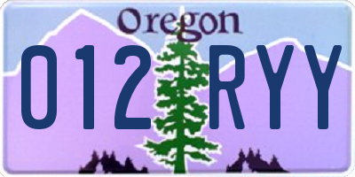 OR license plate 012RYY