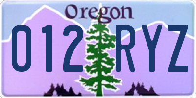OR license plate 012RYZ