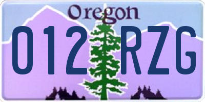 OR license plate 012RZG