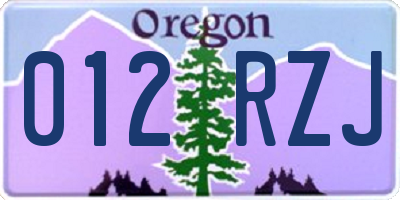 OR license plate 012RZJ