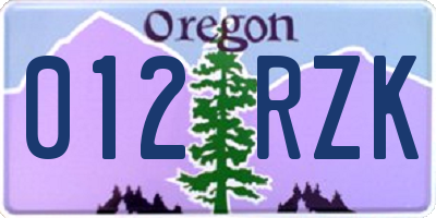 OR license plate 012RZK