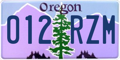 OR license plate 012RZM