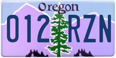 OR license plate 012RZN