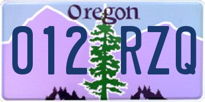 OR license plate 012RZQ