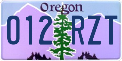 OR license plate 012RZT