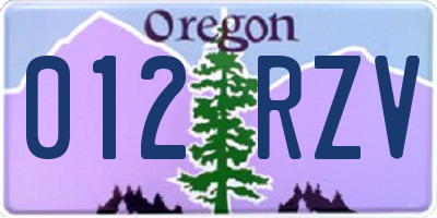 OR license plate 012RZV