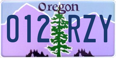 OR license plate 012RZY