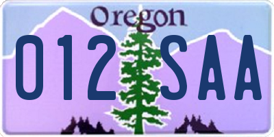 OR license plate 012SAA
