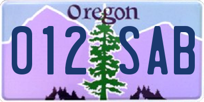 OR license plate 012SAB