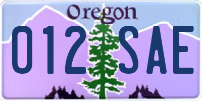 OR license plate 012SAE