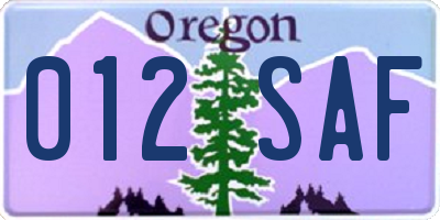 OR license plate 012SAF